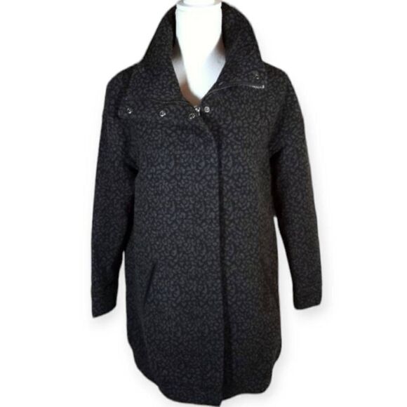 H&M CHARCOAL GRAY LEOPARD PRINT WOOL COAT SZ.6 EUC. - Picture 1 of 9